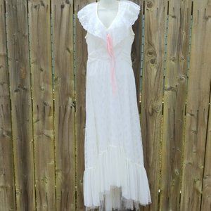 Vintage Cottagecore Lace Maxi Dress SZ S/M
